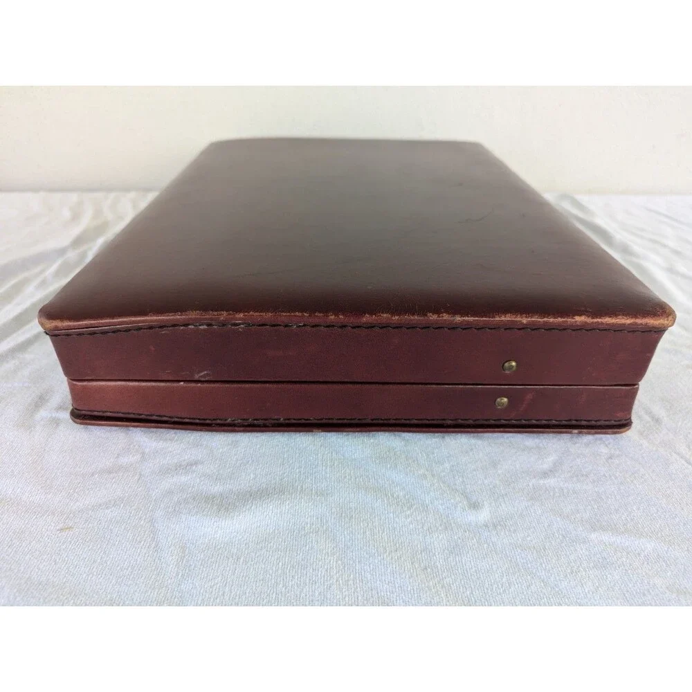 VTG TUMI Leather Attache Briefcase Burgundy Red Combination Lock Organizer Case
